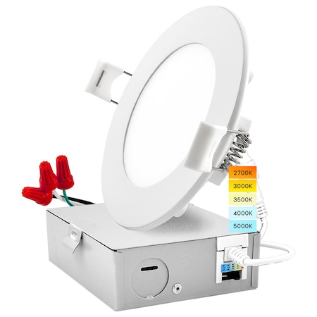 Luxrite 4 Inch Ultra Thin LED Recessed Downlight 5 CCT Selectable 2700K-5000K 10W 750LM Dimmable LR23756-1PK